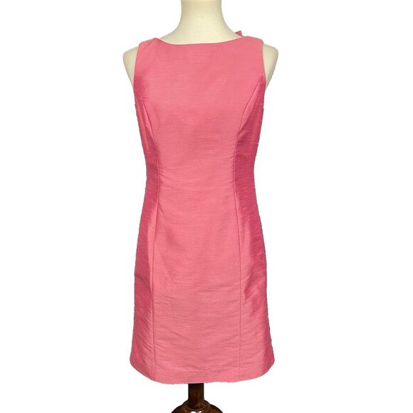 Alfred Sung Dress Womens 6‎ Pink Papaya Sleeveless Sheath Bow Keyhole Back Party - Picture 1 of 12
